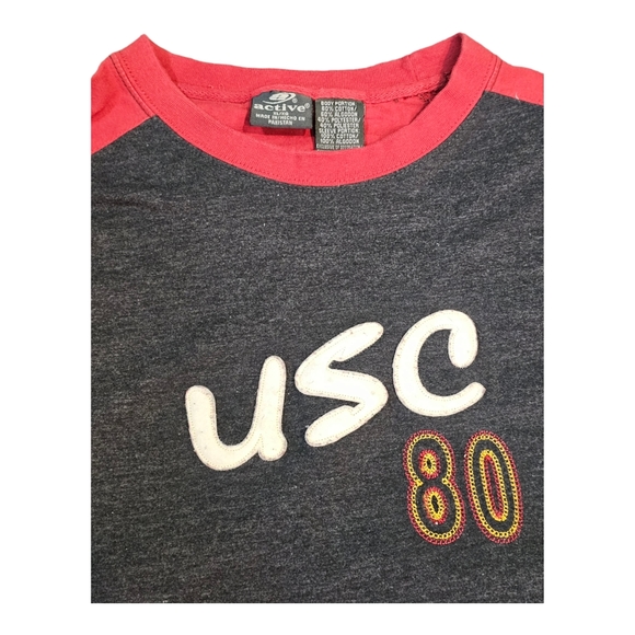 Vintage 90's USC Trojans 80‎ Embroidered Sleeve XL Shirt Gray Red Yellow - Picture 2 of 5